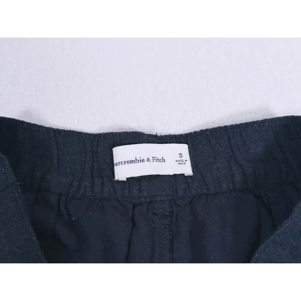 Abercrombie & Fitch Black Linen Blend High-Waist Shorts